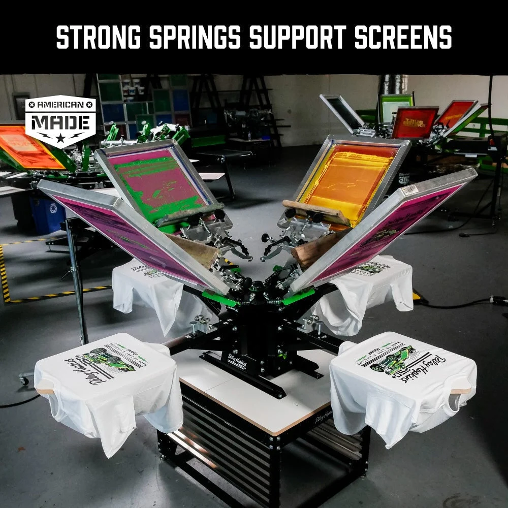 Riley Hopkins 250+ 4 Color 4 Station Screen Printing Press with XYZ Micro Registration 11