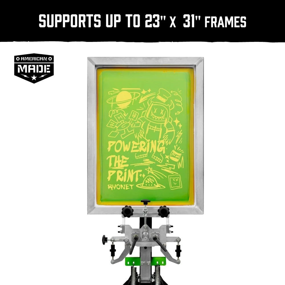 Riley Hopkins 250+ 4 Color 2 Station Screen Printing Press with XYZ Micro Registration 17