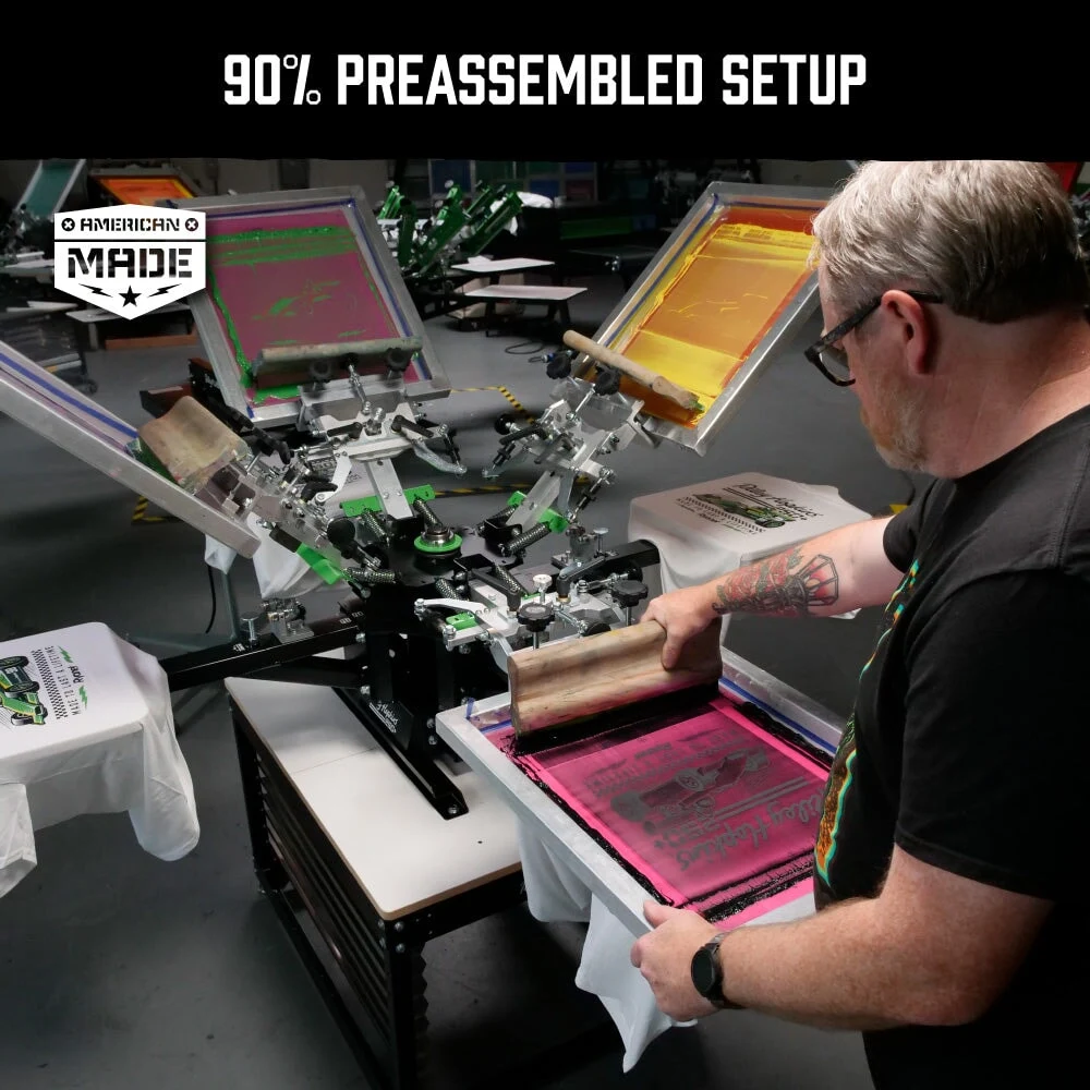 Riley Hopkins 250+ 6 Color 2 Station Screen Printing Press with XYZ Micro Registration 15